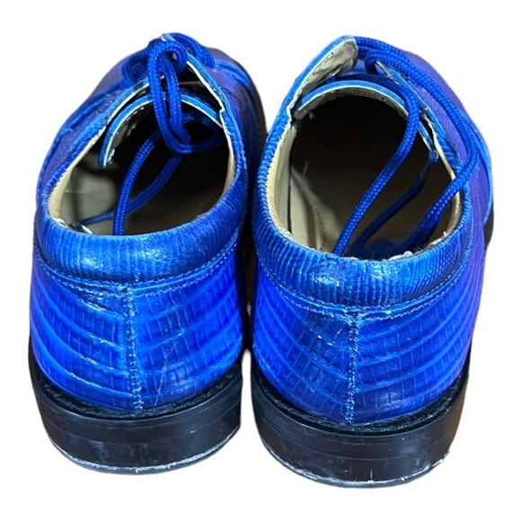 Liberty Blue and Black Dress Shoes with Cap-Toe Design - Picture 2 of 7